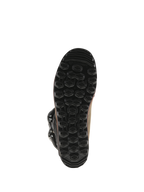 Alpinestars Tech-T Boots, stivali da trial, pelle Brown Oiled, vista inferiore della suola nera proprietaria, battistrada esagonale testurizzato per grip e sensibilità sulle pedane, struttura in gomma resistente