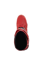 Stivali Alpinestars Tech 10, rosso, vista dall'alto dell'interno dello stivale, stivali da motocross con fodera nera e calotta in TPU rosso, calzatura professionale ad alte prestazioni per fuoristrada