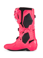Alpinestars Tech 10 Boots, stivali da motocross, rosa Diva e bianco, con pannelli protettivi in TPU nero, telaio flessibile articolato e robusto design off-road