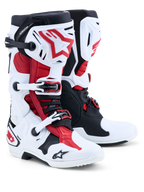 Alpinestars Stivali Tech-10, stivali da motocross per uomo, bianchi, neri e rossi, guscio in TPU, certificati CE