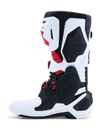 Alpinestars Stivali Tech-10, stivali da motocross bianchi e neri con rosso, guscio in TPU certificato CE.