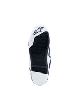 Alpinestars Stivali Tech-10, suola da motocross in bianco e nero, dotata di inserto sostituibile ad alta aderenza e logo a stella Alpinestars, componenti per prestazioni off-road
