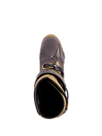 Stivali Alpinestars Tech 10 Air Gold, Earth Brown Gold, vista dall'alto con guscio in TPU e rivestimento interno.