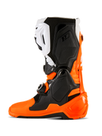 Stivali Alpinestars Tech 10 Enduro, arancione fluo, nero e bianco, calzature per motocross e off-road ad alte prestazioni con sistema di chiusura a tre fibbie, pannelli protettivi in TPU e suola Enduro a doppia mescola per una maggiore aderenza