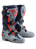 Alpinestars stivali Tech-10 Enduro, stivali da moto off-road uomo, grigio e rosso fluo, protezioni in TPU, certificati CE.