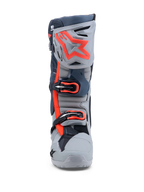 Alpinestars Stivali Tech-10 Enduro, stivali da moto per motocross ed enduro, grigi e rosso fluo, chiusura a tripla fibbia e placca tibiale in TPU, certificati CE