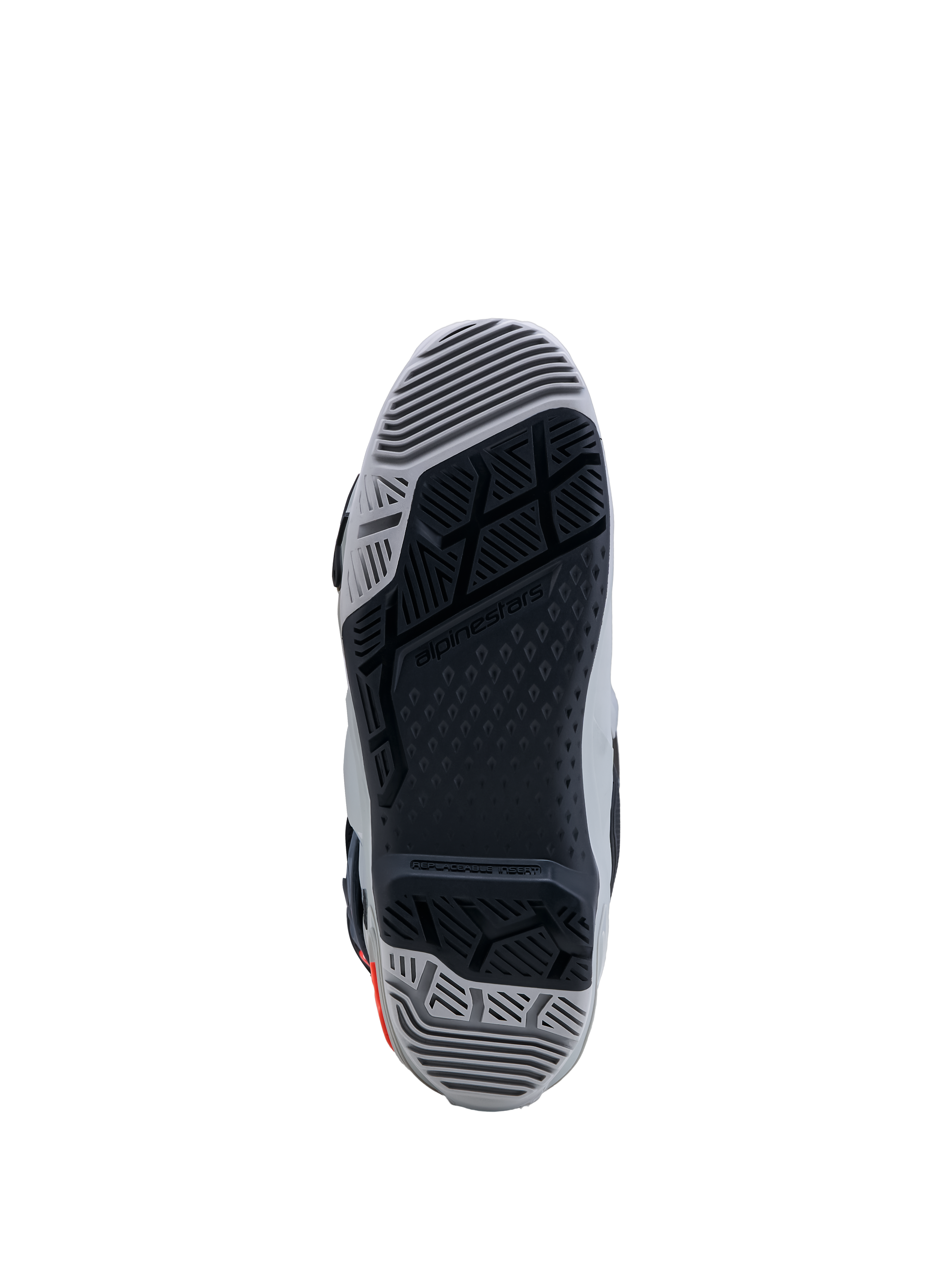 Alpinestars stivali Tech-10 Enduro, stivali off-road grigi e neri, suola a doppia mescola con inserto sostituibile per grip.