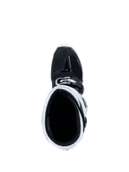 Stivali Alpinestars Tech 7 Enduro 2026, stivali da motocross, bianco e nero, vista dall'alto all'interno del gambale che mostra la ghetta bianca e l'interno nero, attrezzatura tecnica per enduro e fuoristrada