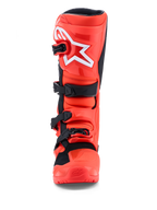 Alpinestars Stivali Tech 7 Enduro, stivali moto rosso fluorescente e neri con protezione in TPU, certificati CE, vista frontale
