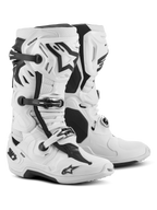 Stivali Alpinestars Tech 10 Supervented, stivali da motocross, bianchi, con prese d'aria frontali, piastra tibiale ventilata e sistema di fibbie regolabili, calzature da gara fuoristrada ad alte prestazioni