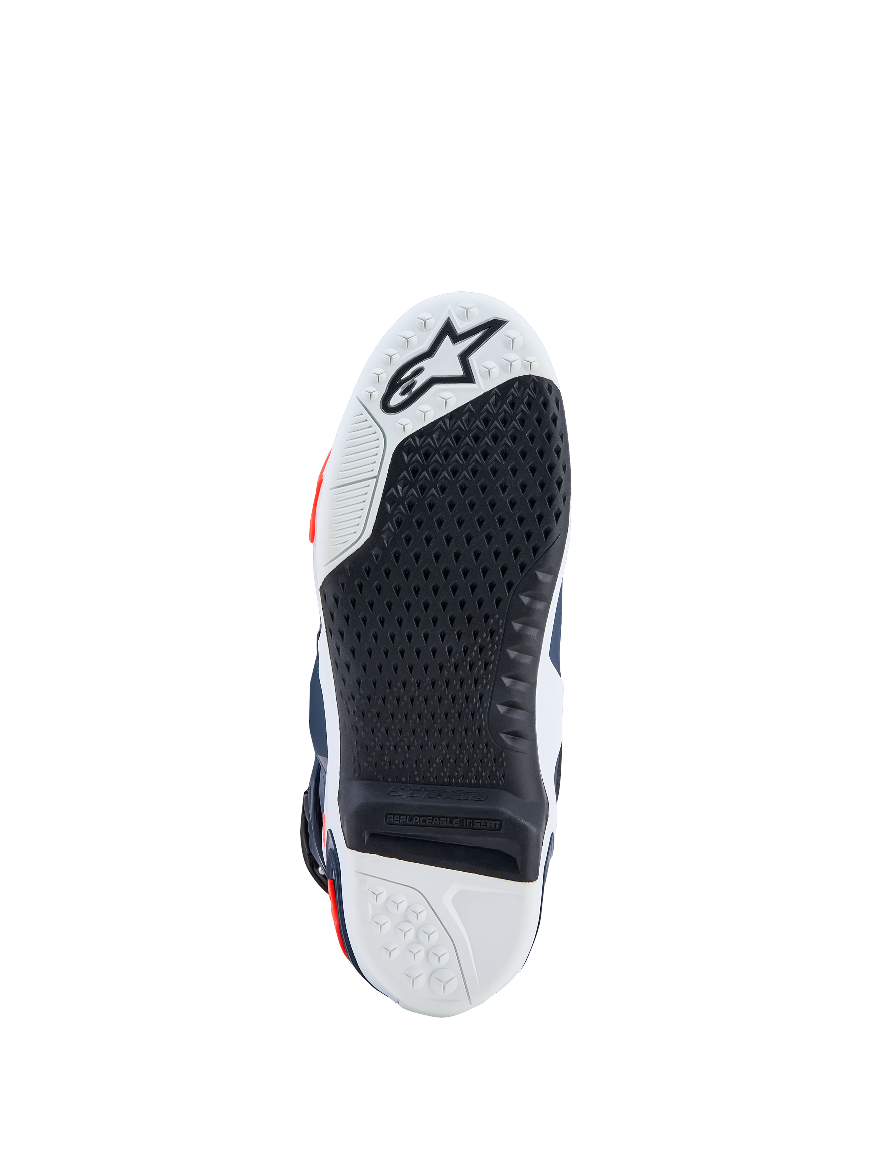 Alpinestars Stivali Tech-10 Supervented, suola bianca e nera con inserto centrale sostituibile ad alta aderenza per motocross