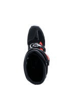 Stivali Alpinestars Tech 7 Enduro Drystar® 2026, nero rosso fluo bianco, vista dall'alto verso l'interno del gambale, mostra l'ampia apertura d'ingresso e l'imbottitura interna, calzature protettive da enduro per guida off-road