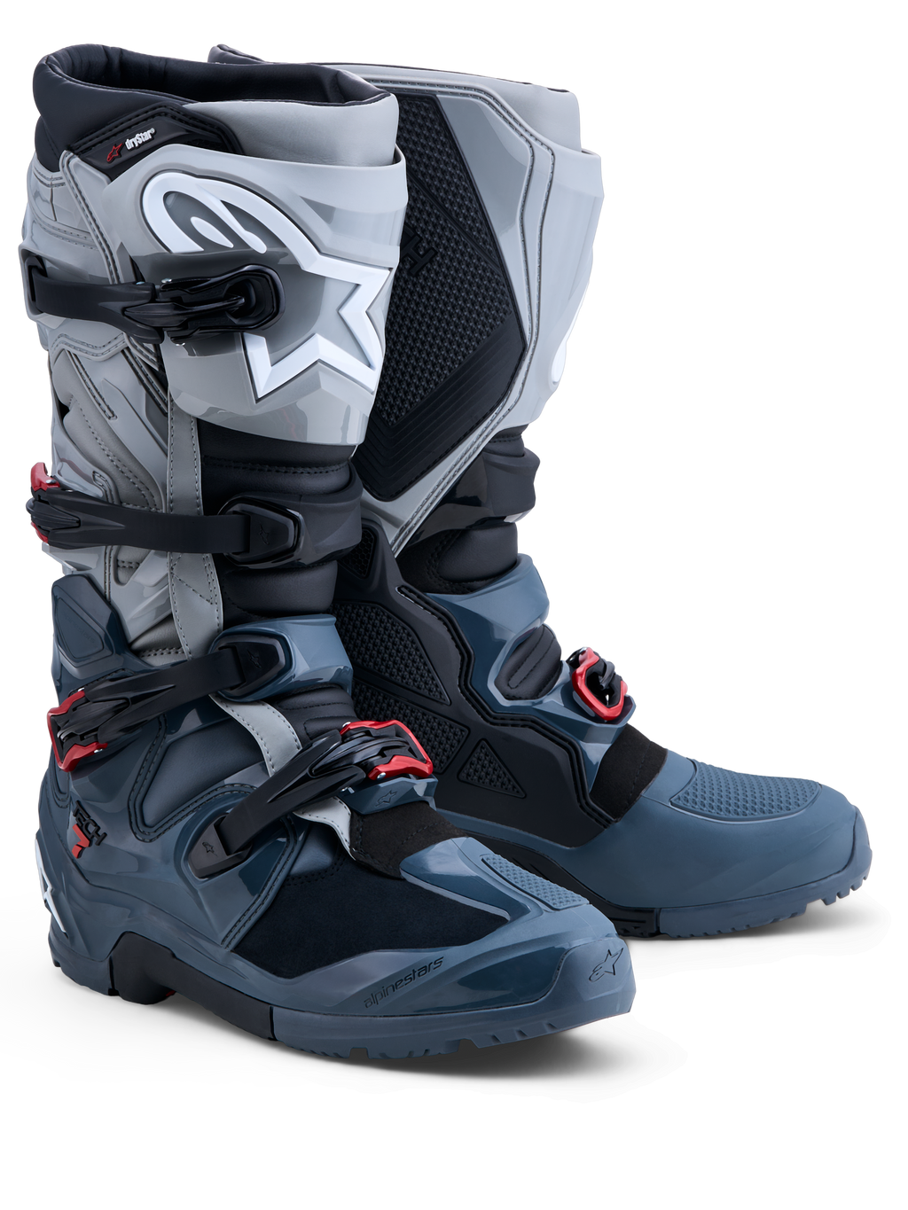 Alpinestars stivali Tech 7 Enduro Drystar, stivali da moto off-road per uomo, grigi e rossi, impermeabili con protezione CE