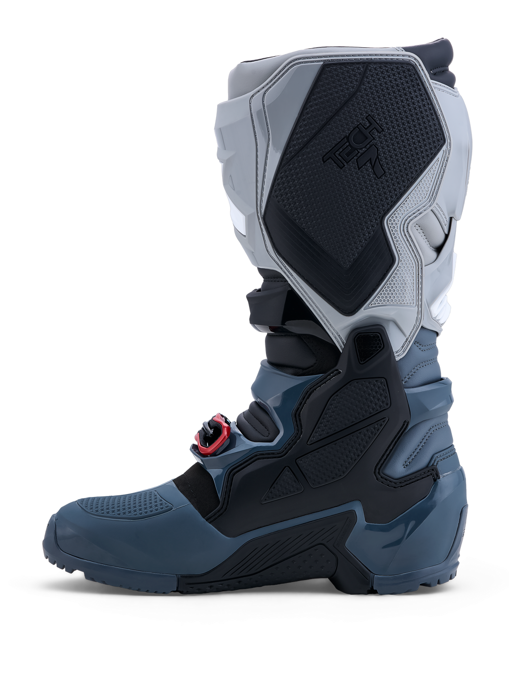 Alpinestars Stivali Tech 7 Enduro Drystar, stivali da moto fuoristrada grigi impermeabili con fibbia rossa, certificati CE