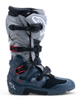 Alpinestars Stivali Tech 7 Enduro Drystar, stivali da moto off-road da uomo, grigio scuro e grigio medio con dettagli rossi, impermeabili, certificati CE