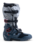 Alpinestars Stivali Tech 7 Enduro Drystar, stivali da moto off-road da uomo, grigio scuro e grigio medio con dettagli rossi, impermeabili, certificati CE