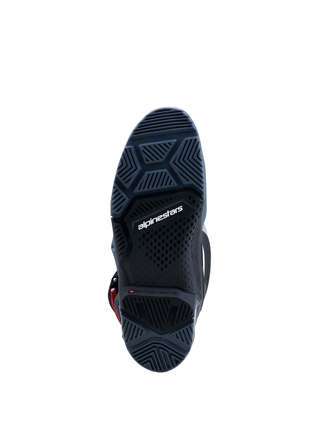 Alpinestars Stivali Tech 7 Enduro Drystar, suola in gomma grigio scuro ad alta aderenza con indicatore di usura per enduro.