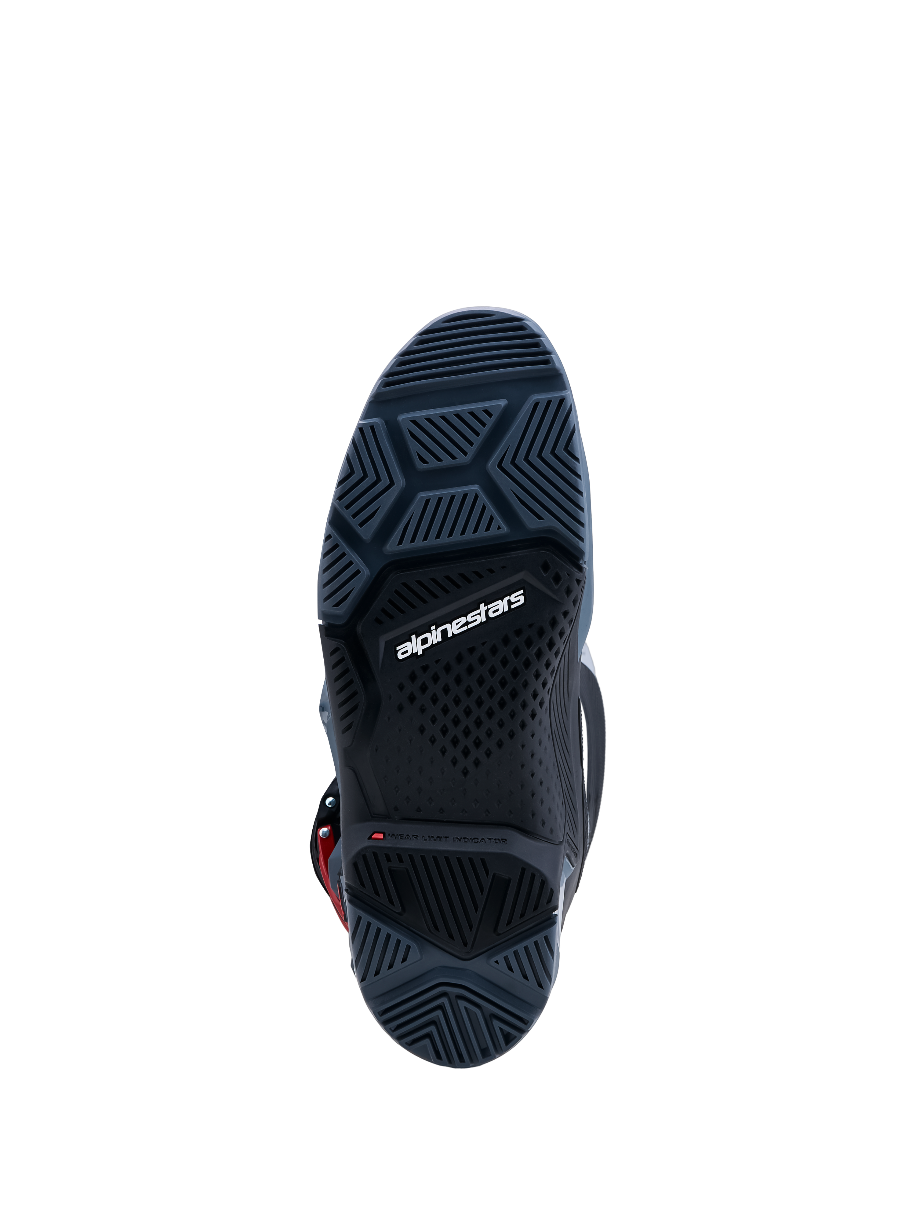 Alpinestars Stivali Tech 7 Enduro Drystar, suola in gomma grigio scuro ad alta aderenza con indicatore di usura per enduro.