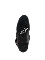 Stivali Alpinestars Tech 7, vista della suola in gomma nera con logo Astar bianco, battistrada strutturato e indicatore di limite di usura rosso per prestazioni motocross