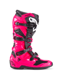 Alpinestars Tech 7, stivali da motocross fuoristrada, Rosa Diva e nero, calotta in TPU rosa lucido con accenti neri, quattro fibbie nere regolabili, parastinchi rinforzato, calzatura professionale da corsa