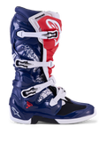Alpinestars stivali Tech 7 Unity, stivali da motocross, rossi, bianchi e blu, scocca protettiva in TPU e chiusura a fibbie