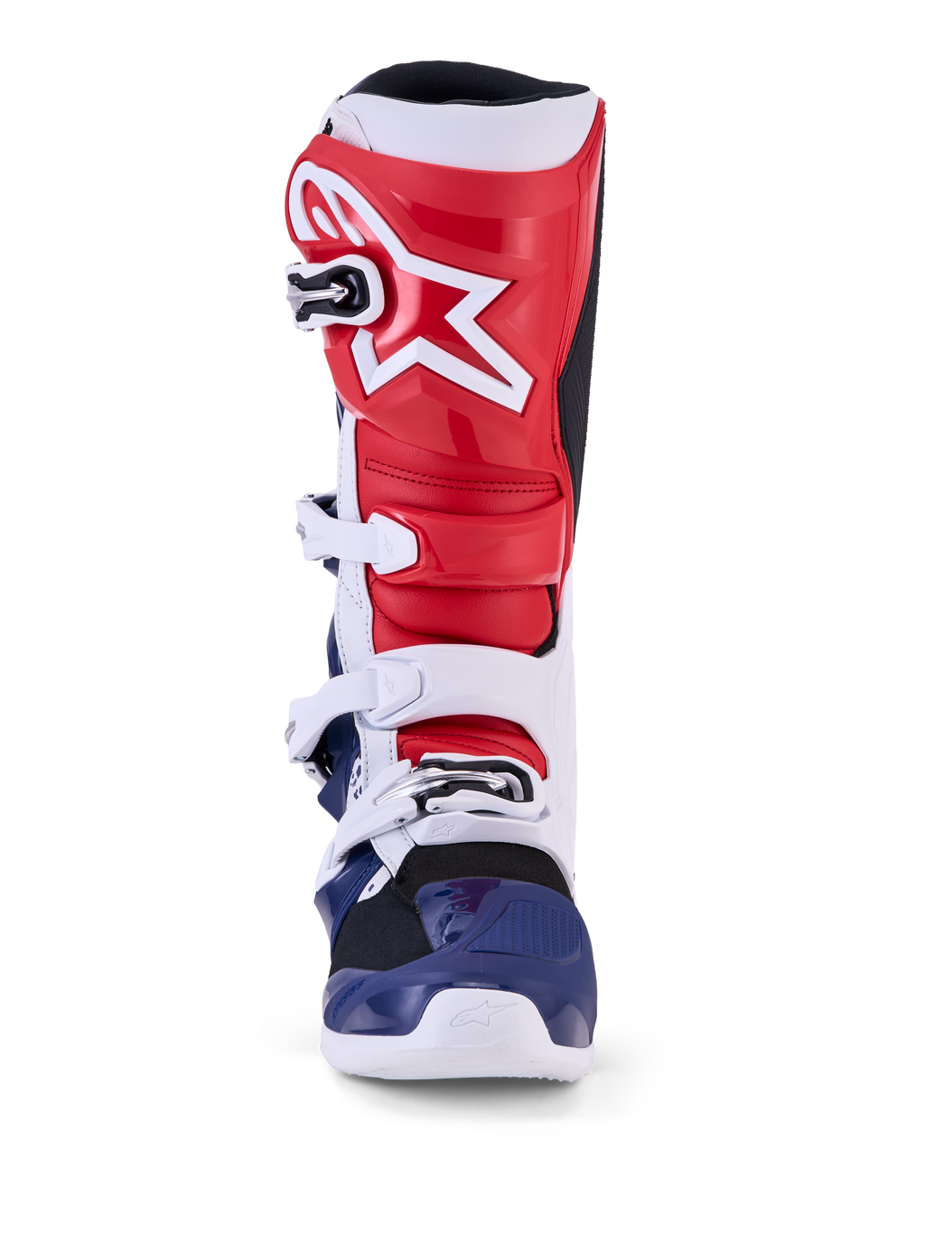 Alpinestars Tech 7 Limited Edition Unity, stivali da motocross da uomo, rossi, bianchi e blu, con costruzione in TPU.