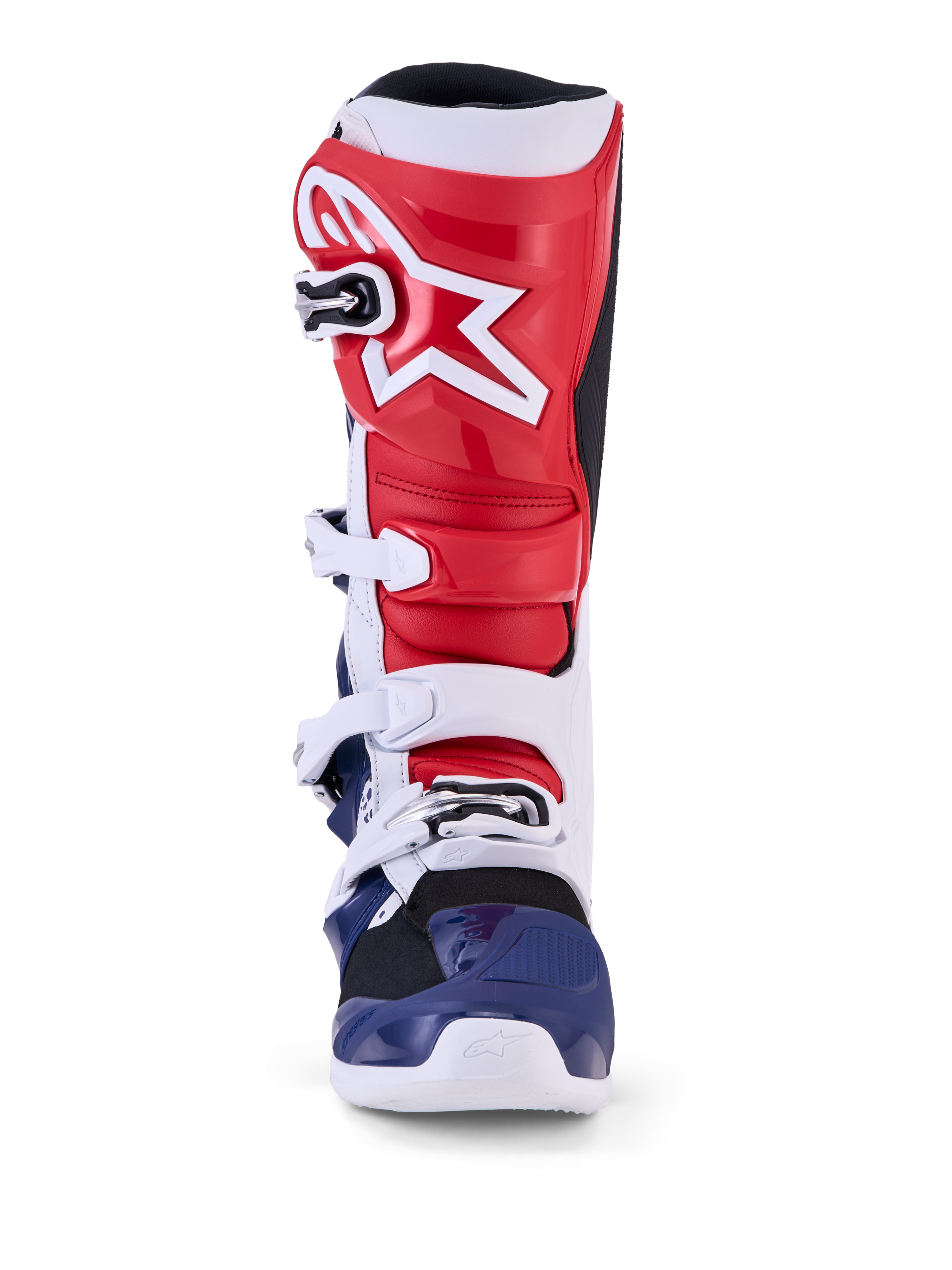 Alpinestars Tech 7 Limited Edition Unity, stivali da motocross da uomo, rossi, bianchi e blu, con costruzione in TPU.