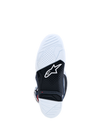 Alpinestars Stivali Tech 7, suola da motocross in gomma bianca e nera con indicatore di usura rosso, protezione off-road