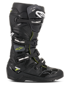Alpinestars Tech 7 Enduro Drystar Boots, stivali da moto fuoristrada impermeabili, nero con dettagli giallo fluorescente, quattro fibbie argentate, suola robusta ad alta aderenza e costruzione protettiva in TPU per la guida Enduro