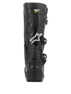 Stivali Alpinestars Tech 7 Enduro Drystar, stivali da motocross nero e grigio, vista posteriore con logo Alpinestars bianco e branding 'Tech 7', robusta protezione del tallone in TPU e costruzione rinforzata per la massima durata nel fuoristrada