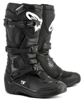 Alpinestars Tech 3 Boots, stivali da motocross neri, calzature da performance fuoristrada, sistema di chiusura a tre fibbie, placca tibiale rinforzata in TPU con logo bianco, suola durevole ad alta aderenza, costruzione leggera in microfibra