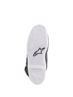 Stivali Alpinestars Stella Tech 3 da donna, vista della suola, mescola di gomma bianca con logo Astar nero, motivi di grip testurizzati e marchio in rilievo, suola per stivali da motocross durevole e sostituibile