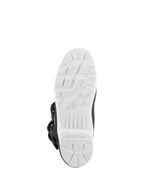 Alpinestars Tech 3 Enduro Waterproof Boots, nero e bianco, vista dal basso della suola bianca tassellata ad alta aderenza, battistrada per trazione off-road con logo in rilievo, suola esterna resistente progettata per prestazioni motocross ed enduro