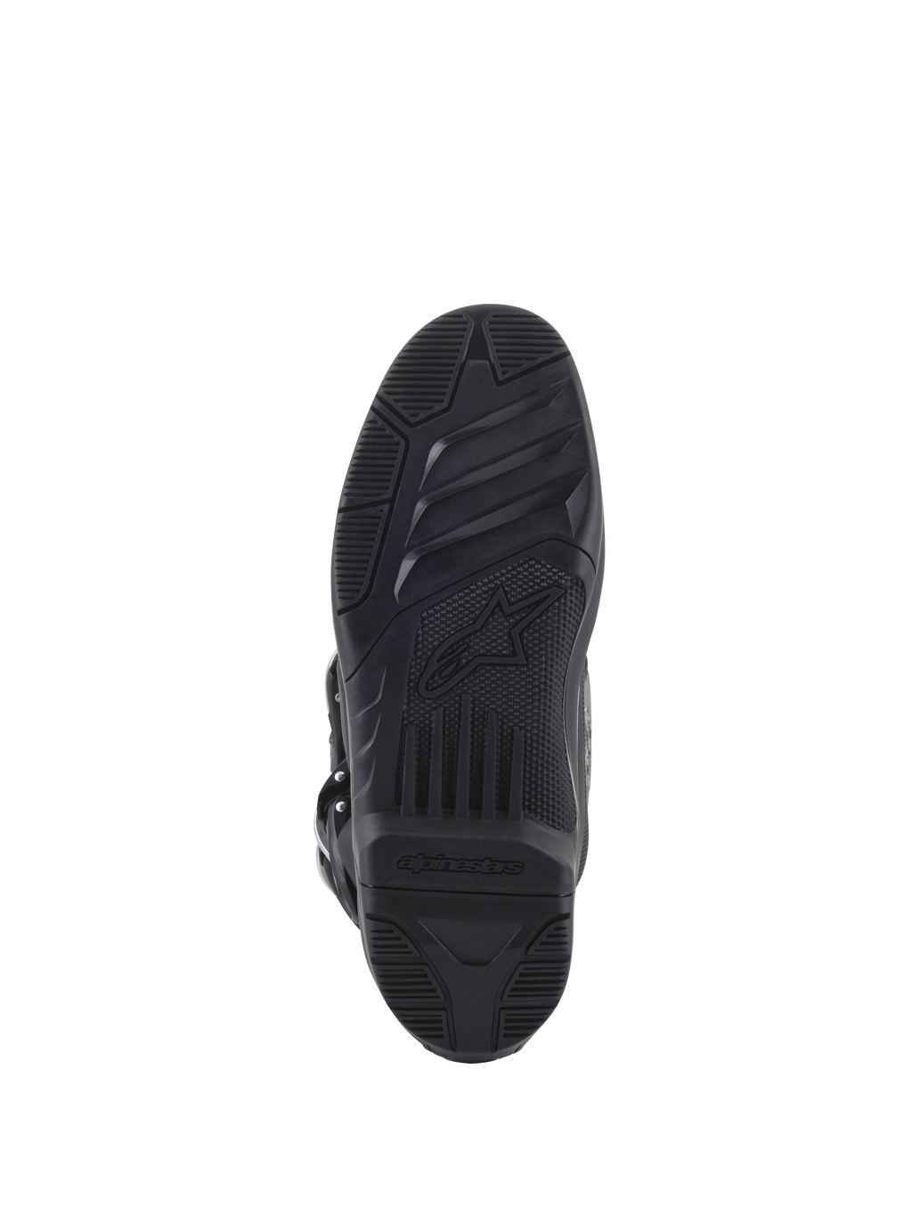 Alpinestars Stivali Tech 5, stivali da motocross neri unisex, vista della suola sostituibile a doppia mescola con texture ad alto grip e logo, per off-road.