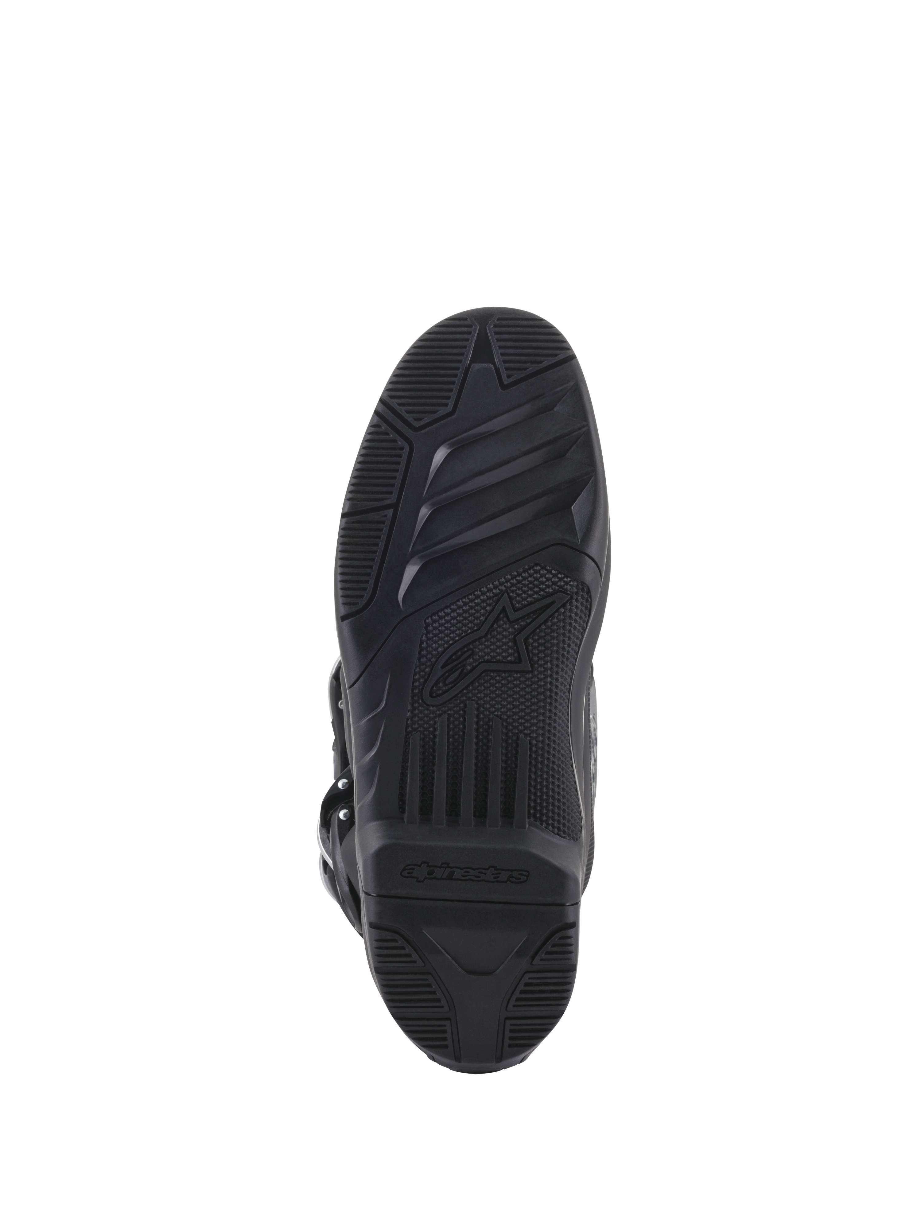 Alpinestars Stivali Tech 5, stivali da motocross neri unisex, vista della suola sostituibile a doppia mescola con texture ad alto grip e logo, per off-road.