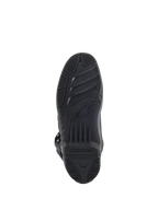 Stivali Alpinestars Tech 5, vista della suola, nero, motivo del battistrada testurizzato per aderenza fuoristrada, con logo Alpinestars e simbolo della stella in rilievo, struttura resistente per calzature da motocross