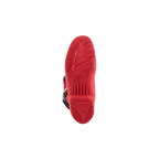 Alpinestars Tech 5 Boots, stivali da motocross, vista della suola in rosso acceso, battistrada testurizzato a doppia mescola con logo Alpinestars e marchio in rilievo, progettati per prestazioni fuoristrada