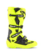 Stivali Alpinestars Tech 5, stivali da motocross e fuoristrada, giallo fluo e nero, sistema di chiusura a quattro fibbie, calotta protettiva in TPU, design a pivot biomeccanico, suola resistente per il racing