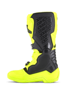 Stivali Alpinestars Tech 5, stivali da motocross, giallo fluo e nero, con vista laterale della struttura in microfibra resistente, pannelli protettivi in TPU e sistema di pivot biomeccanico mediale per la guida fuoristrada.