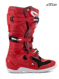 Alpinestars Stivali Tech 7S Ragazzo, stivali da motocross off-road per ragazzi, rossi e bianchi, certificati CE con sistema di chiusura a fibbia e design a perno, vista profilo laterale