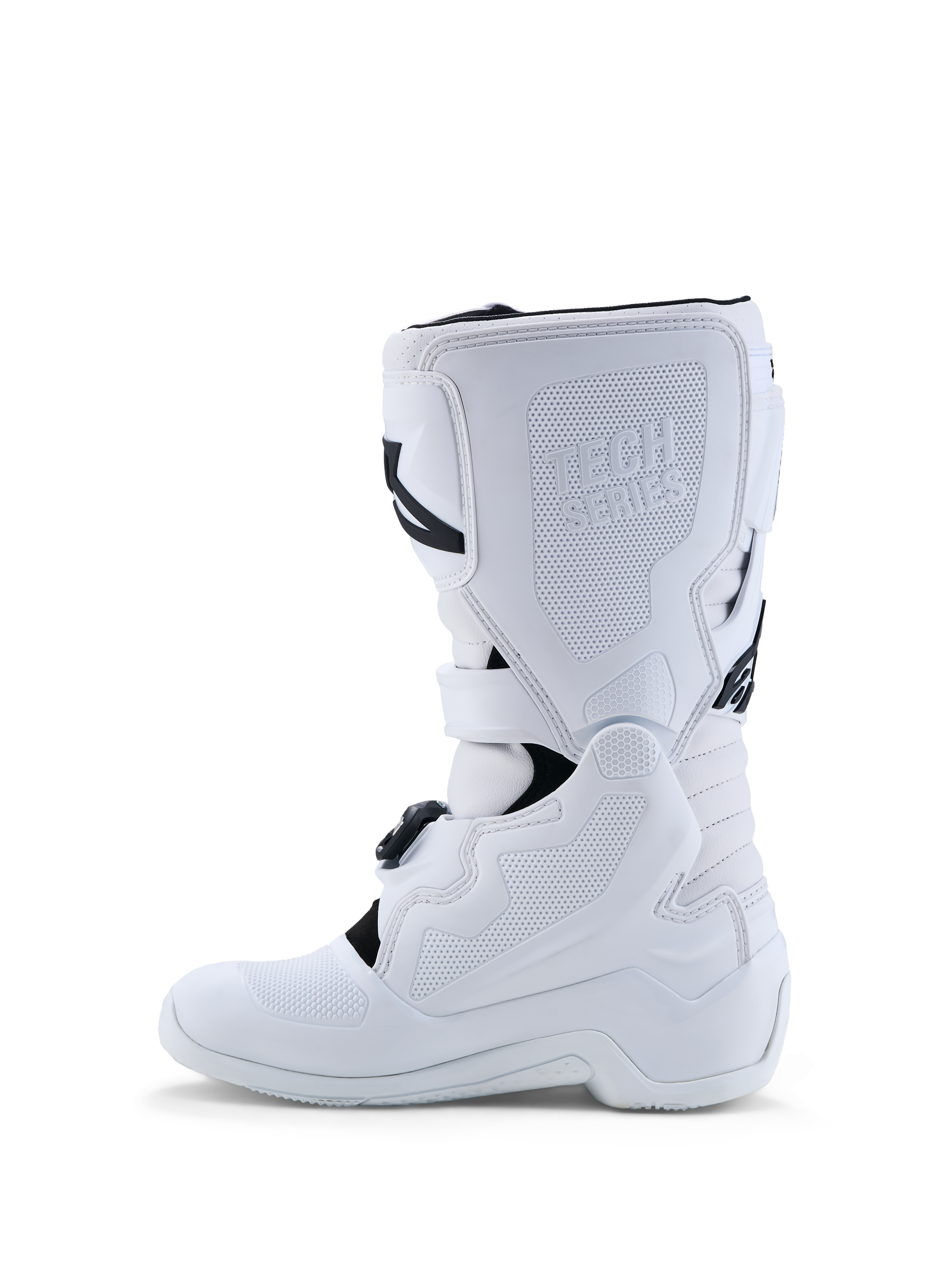 Alpinestars Stivali Tech 7S Ragazzo, stivali da motocross per giovani, bianchi, in microfibra con protezione parastinco in TPU, certificati CE.
