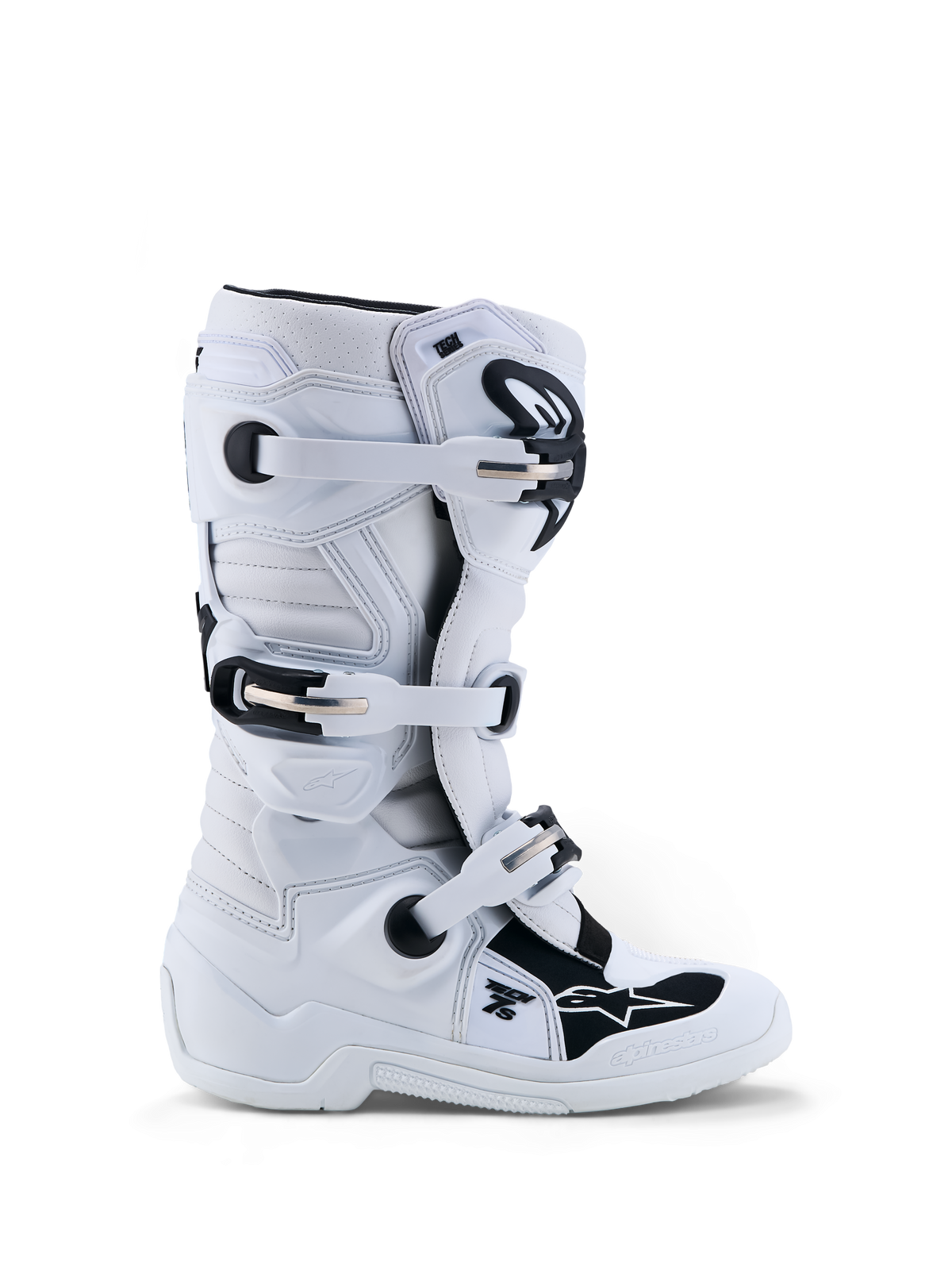 Alpinestars Stivali Tech 7S Ragazzo, stivali da motocross per piloti junior, bianchi e neri, costruzione sintetica con protezioni in TPU, certificati CE