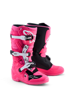 Alpinestars stivali Tech 7S per ragazzi, stivali da motocross rosa fluo e neri con protezioni in TPU, certificati CE