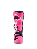 Alpinestars Stivali Tech 7S Ragazzo, stivali da motocross rosa fluo e neri con parastinchi in TPU e fibbie a sgancio rapido, certificati CE.
