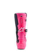 Alpinestars Stivali Tech 7S Ragazzo, stivali da motocross junior, rosa fluo e neri, con protezione in TPU e sistema a perno.