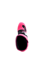Alpinestars Stivali Tech 7S Ragazzo, stivali da motocross rosa fluo e neri, vista dall'alto dell'interno e protezioni in TPU.