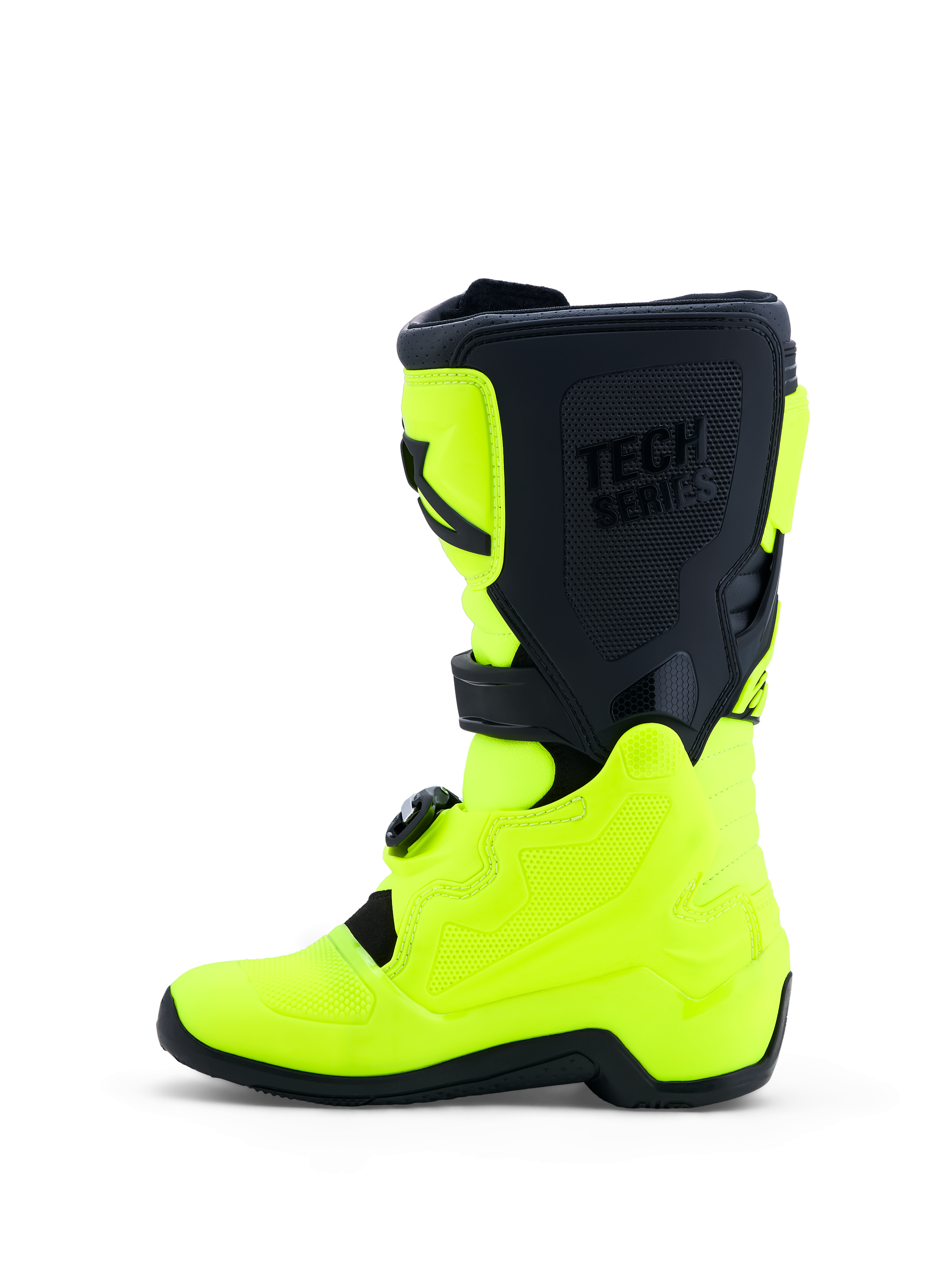 Alpinestars Stivali Tech 7S Ragazzo, stivali da motocross giallo fluo e nero, con protezioni in TPU e sistema pivot per giovani piloti.