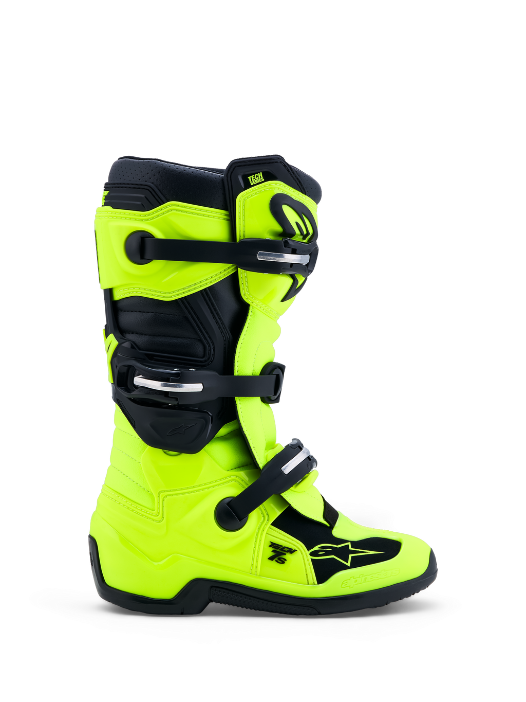 Alpinestars Stivali Tech 7S Ragazzo, stivali da motocross gialli fluo e neri, con fibbie e protezioni TPU, certificati CE
