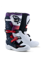 Alpinestars stivali Tech 7S ragazzo, stivali da motocross blu scuro, bianchi e neri, protezioni in TPU, certificati CE