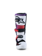 Alpinestars Stivali Tech 7S Ragazzo, stivali da motocross per ragazzi, bianchi e viola, con sistema di fibbie e protezione in TPU, calzature racing per giovani piloti